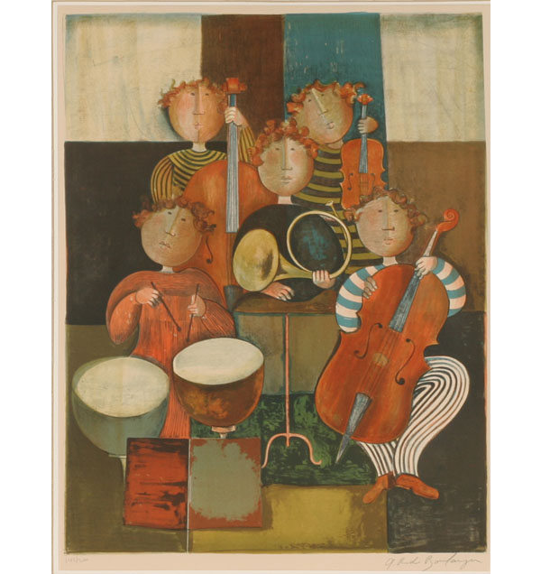 Appraisal: Graciela Rodo Boulanger Bolivian b musicians color lithograph pencil signed