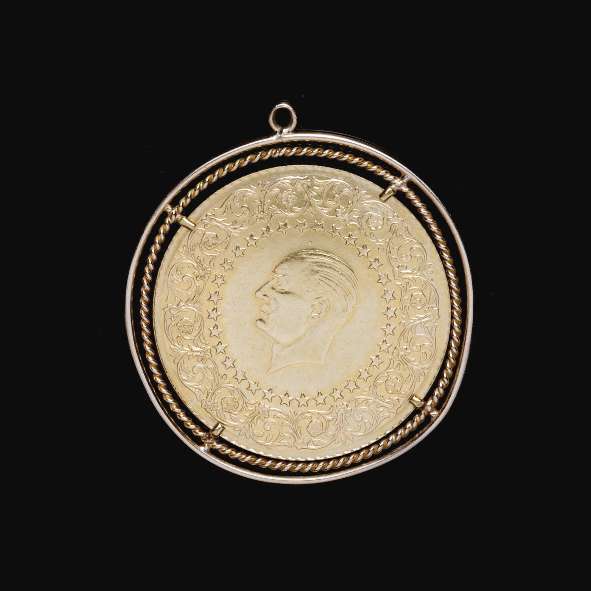 Appraisal: TURKISH GOLD FIVE-HUNDRED-PILASTER COIN DEPICTING ATATURK