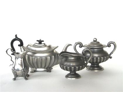 Appraisal: Four pewter tea items james dixon son sheffield england Including