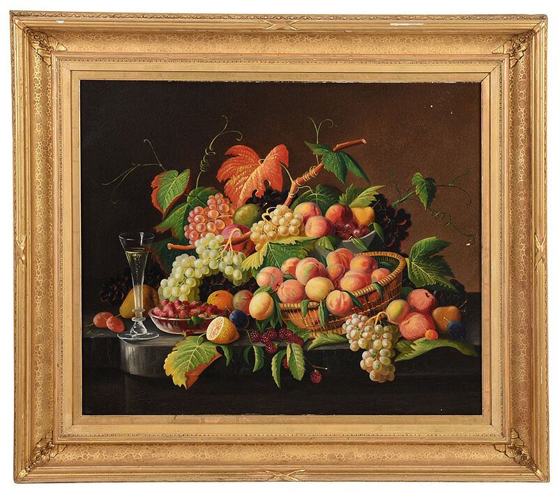 Appraisal: American School th century Bountiful Still Life apparently unsigned oil