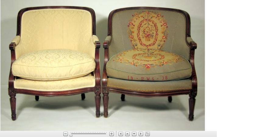 Appraisal: Matched pair of Louis XV style walnut bergeresCurved crest rail