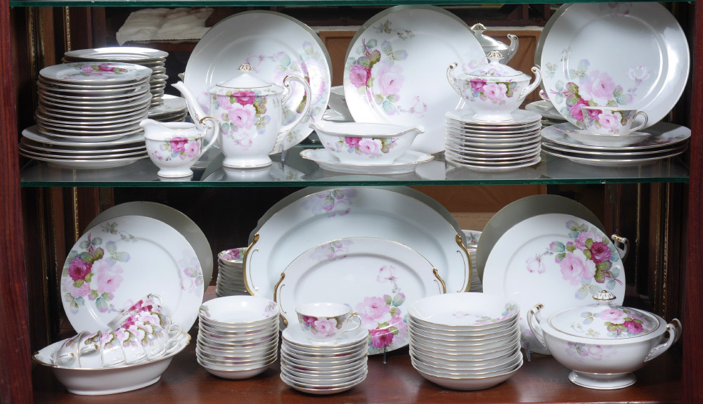 Appraisal: HAND PAINTED NORITAKE PINK ROSE CHINA Approx pieces in the