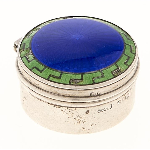 Appraisal: An Edwardian silver and blue and green guilloche enamel cosmetic