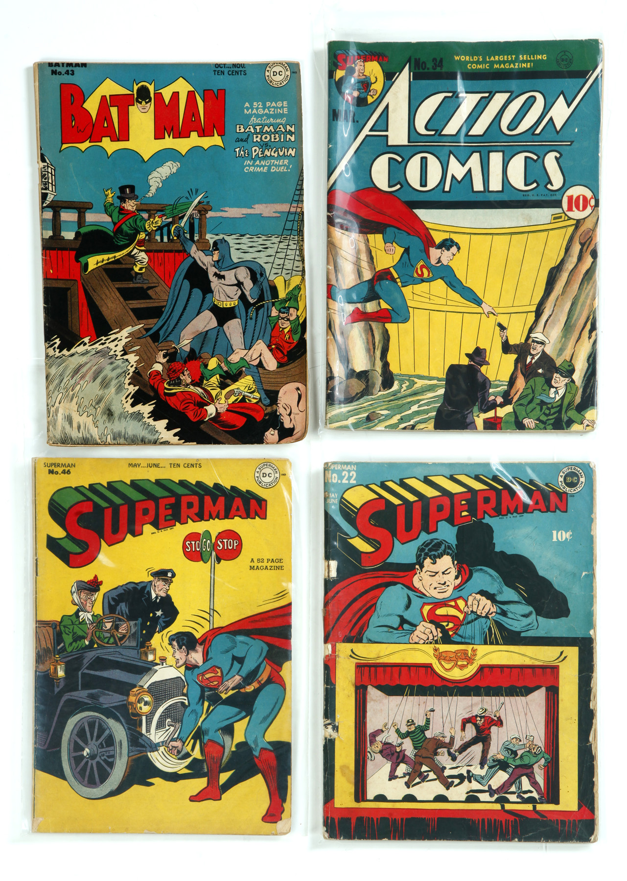 Appraisal: FOUR GOLDEN AGE COMIC BOOKS American nd quarter- th century