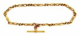 Appraisal: An ct gold fancy link fob chain with T-bar length