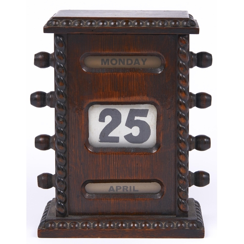 Appraisal: An oak perpetual calendar c cm h More Information Good