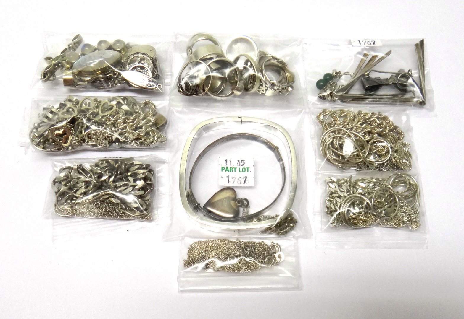 Appraisal: Mostly silver jewellery comprising fifteen rings three pairs of earrings