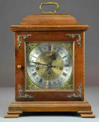 Appraisal: Walnut Mantle Clock by HamiltonWalnut mantle or carriage clock with