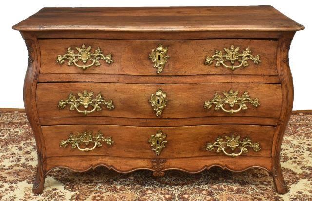 Appraisal: French Regence commode th c shaped top over case fitted