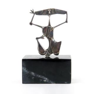 Appraisal: Oswaldo Vigas Venezuelan - Sterling Silver Sculpture on Marble Base