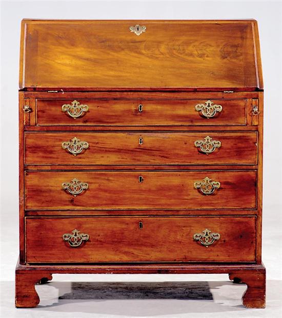 Appraisal: George III inlaid mahogany bureau circa fall board concealing interior