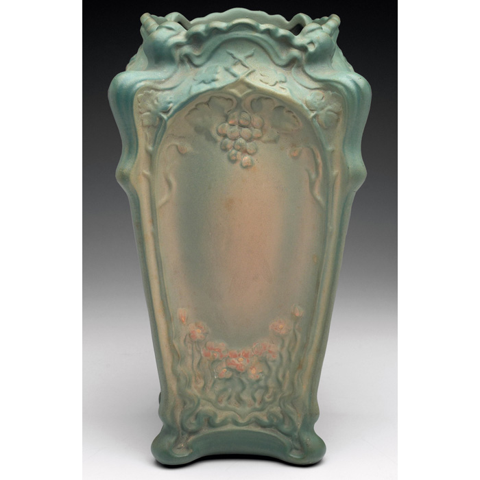 Appraisal: Weller L'Art Nouveau vase large form with four buttresses at