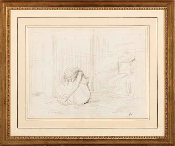 Appraisal: Jean Louis Forain French - Jeune Fille Assise pencil on