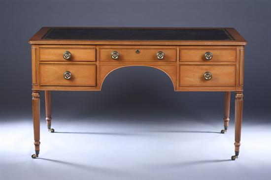 Appraisal: REGENCY STYLE KITTINGER LEATHER TOP DESK th century Inset gilt-tooled