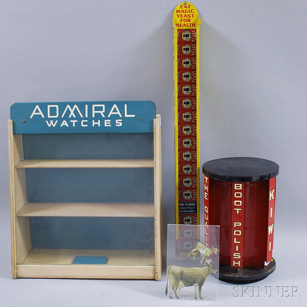 Appraisal: Group of Advertising Objects an Admiral Watches tabletop display cabinet