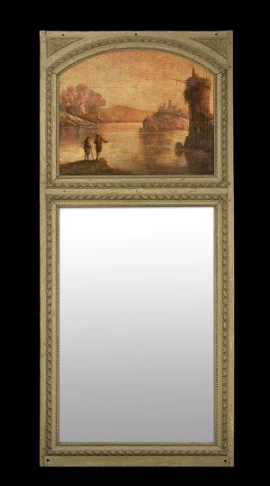 Appraisal: French Carved and Gris de Trianon-Painted Beechwood Trumeau Mirror fourth