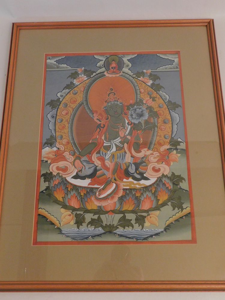 Appraisal: BUDDHIST PAINTING OF GODDESS th century watercolor painting of a