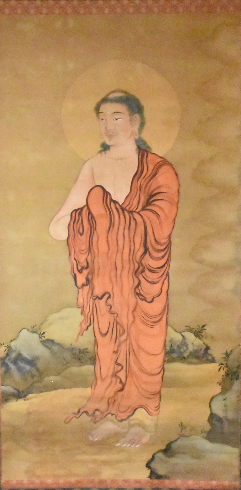 Appraisal: A large rolling scroll painting on silk of a standing