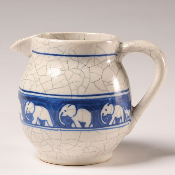 Appraisal: Dedham art pottery pitcher mother and baby elephant in band