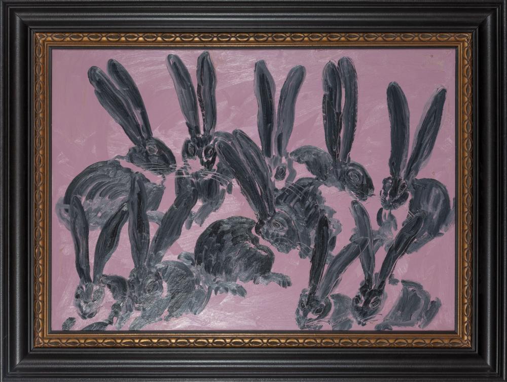 Appraisal: Hunt Slonem American Louisiana b Pink Rabbits oil on masonite