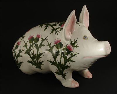 Appraisal: A large Plichta pottery pig designed by Joseph Nekola painted