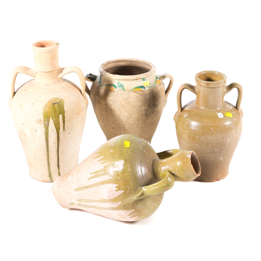 Appraisal: Four glazed ceramic water jugs in H of tallest Condition