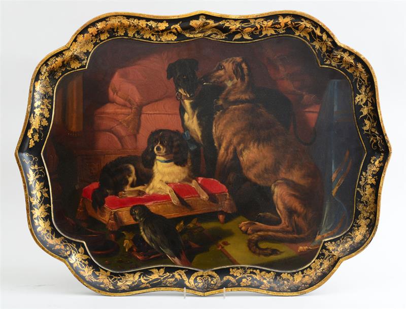 Appraisal: JENNENS BETTRIDGE AND AFTER SIR EDWIN LANDSEER VICTORIAN PAINTED PAPIER-M