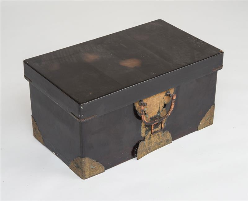 Appraisal: JAPANESE GILT-METAL-MOUNTED LACQUER STORAGE TRUCK x x in Estimate -