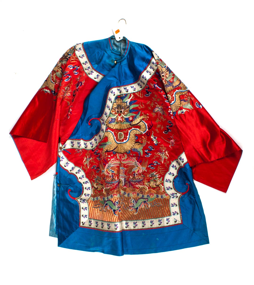 Appraisal: Chinese Mandarin silk tunic with elaborate brocade and gold dragon