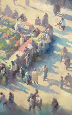 Appraisal: Michael Alford b - View of a vegetable market from