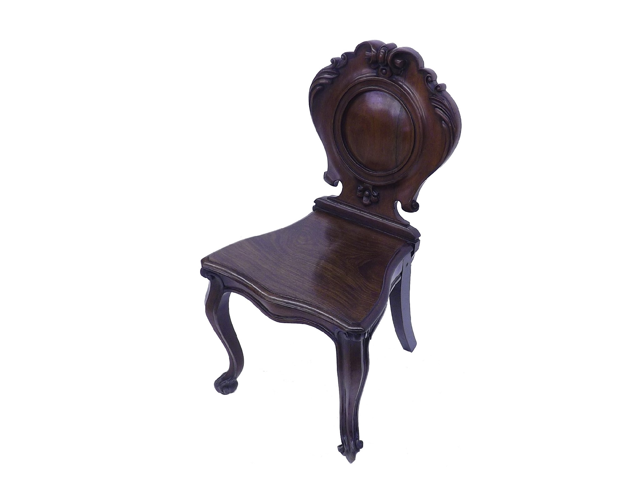 Appraisal: th century fruitwood hall chair high