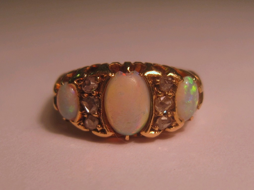 Appraisal: Victorian ct gold opal and diamond set dress ring