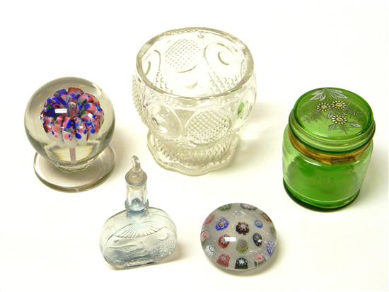 Appraisal: Glass five pieces footed home pattern glass vase molded ''