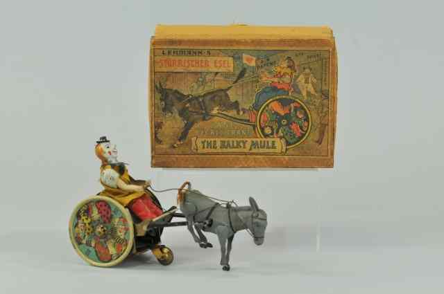 Appraisal: LEHMANN BULKY MULE Lehmann Germany boxed example lithographed tin seated