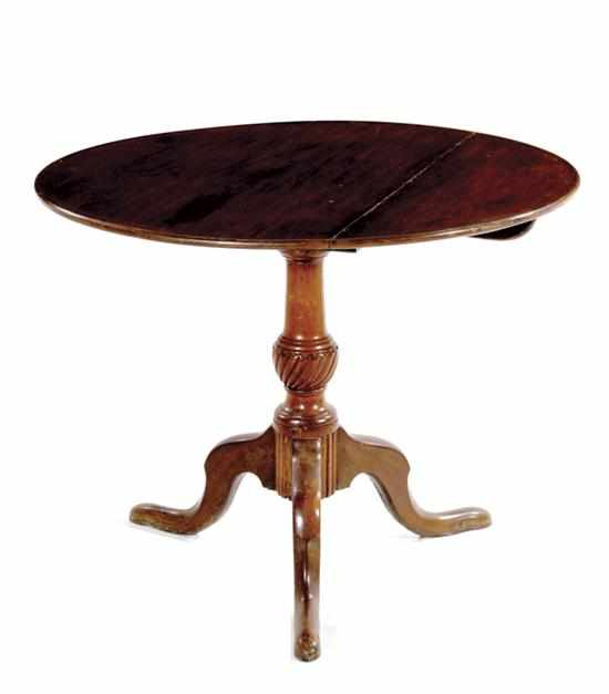 Appraisal: George III mahogany tilt-top tea table circa circular dish top