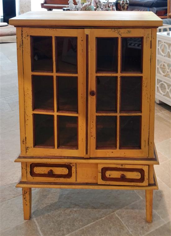 Appraisal: Sale Lot A Yellow Painted Two-Door Cabinet having two frieze