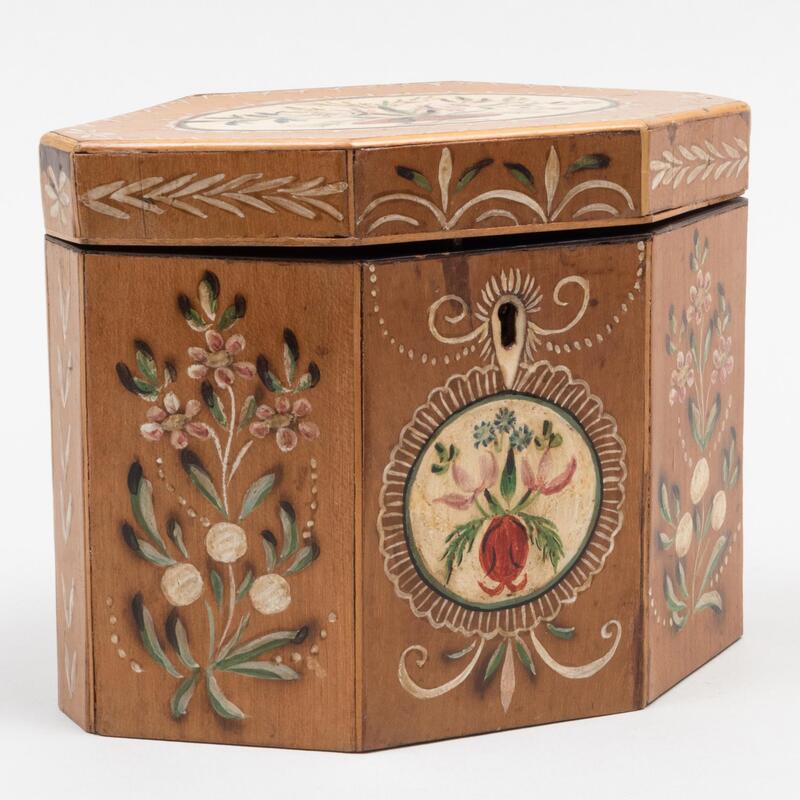 Appraisal: Edwardian Painted Wood Tea Caddy x x in Condition Lacking