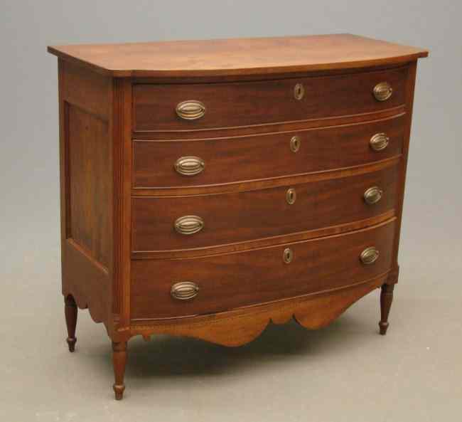 Appraisal: Early th c Penna Sheraton swell front chest of drawers