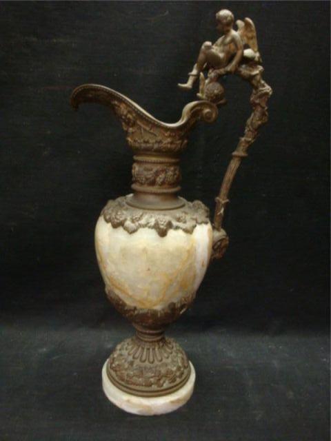 Appraisal: Alabaster Gilt Metal Ewer From a Larchmont home Dimensions high