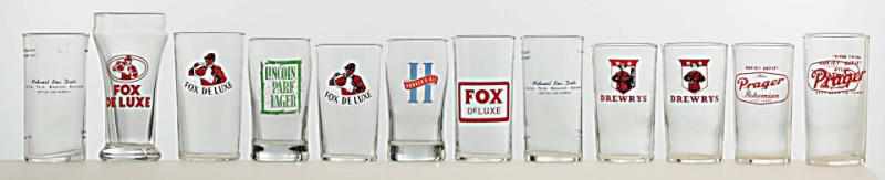 Appraisal: Lot of Beer Enameled Beer Glasses Includes Prager rare Fox