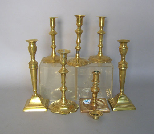 Appraisal: Two pr of brass candlesticks th c tallest - h