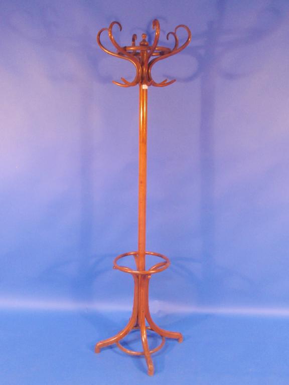 Appraisal: A stained beech Bentwood hat coat and umbrella stand