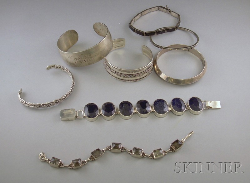 Appraisal: Eight Silver Bracelets including a S Kirk sterling bracelet some