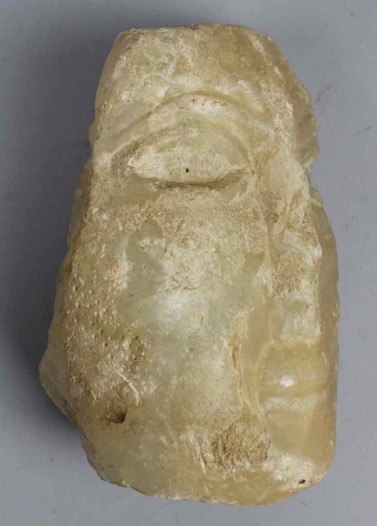 Appraisal: ANTIQUE ALABASTER FACIAL FRAGMENT SOUTH ARABIAN partial portrait head of