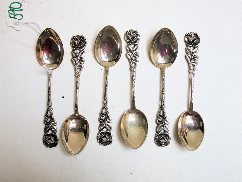 Appraisal: SET OF SIX GERMAN FINE SILVER SPOONS by Kohlbecker Silverwarenfabric