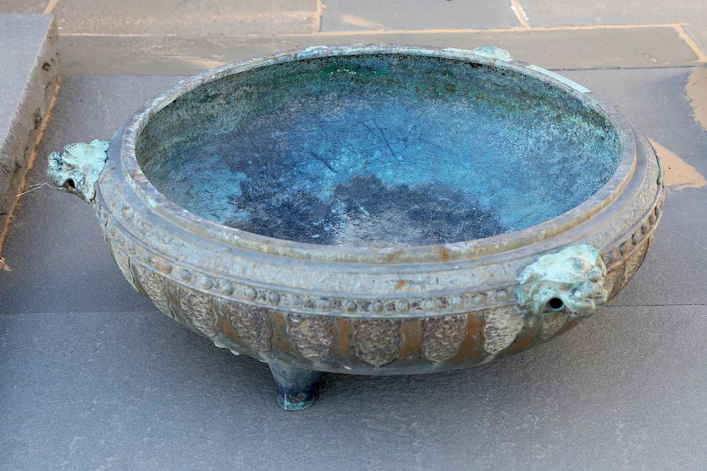 Appraisal: Asian Green Patina Brazier Exclusive on Bidsquare Asian Green Patina