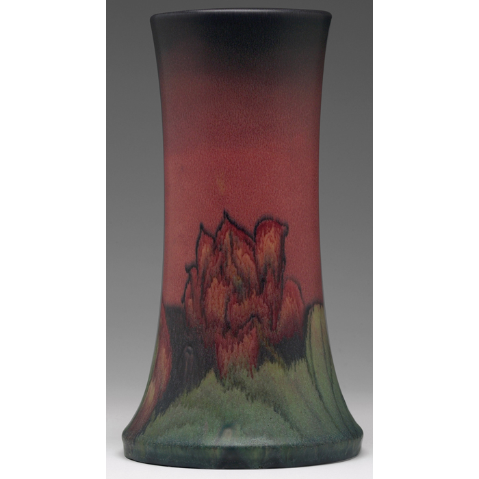 Appraisal: Large Rookwood vase matt glaze with red tulips painted by