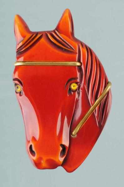 Appraisal: Bakelite Forward-Facing Overdyed Horse Head Pin Condition Excellent Size -