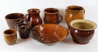 Appraisal: Grouping of American Redware glazed pottery Grouping of American Redware