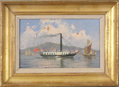 Appraisal: Oil on board ship portrait of the Majestic early th